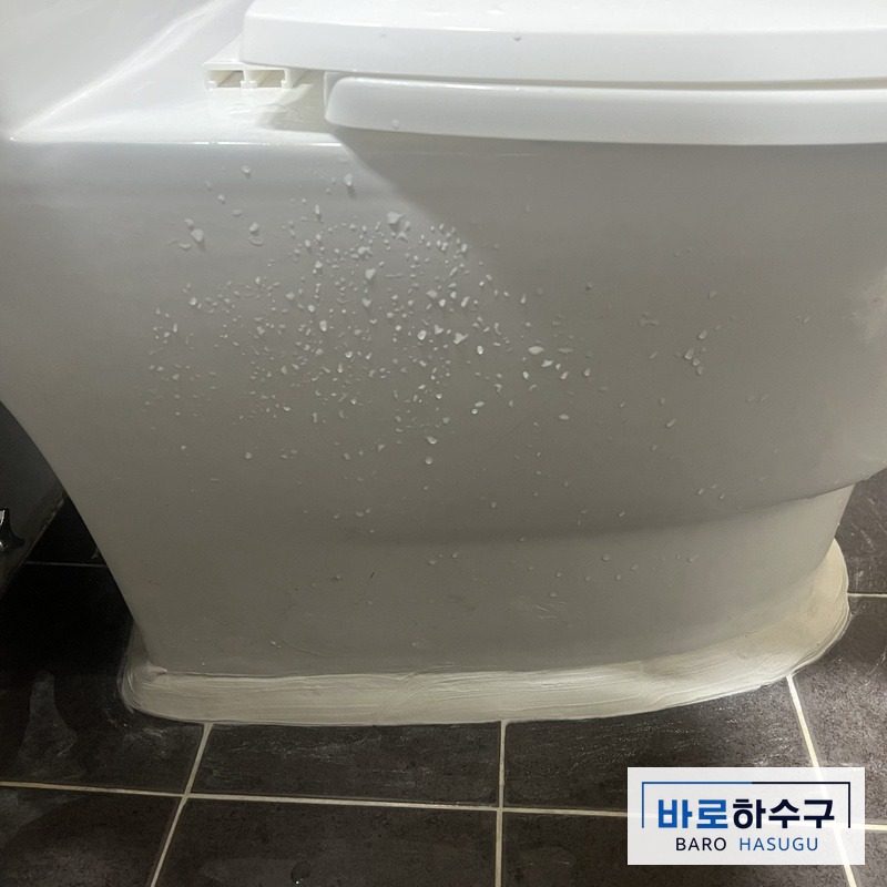 변기막힘 작업 후, 배관 세척을 마치고 다시 설치한 변기 (안양 현장)